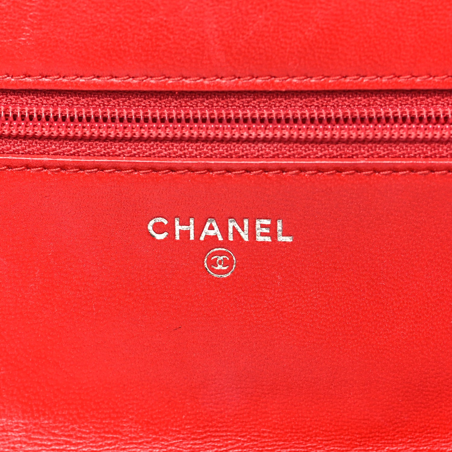 Chanel Lambskin Camellia Embossed Wallet on Chain WOC Red 6 of 13