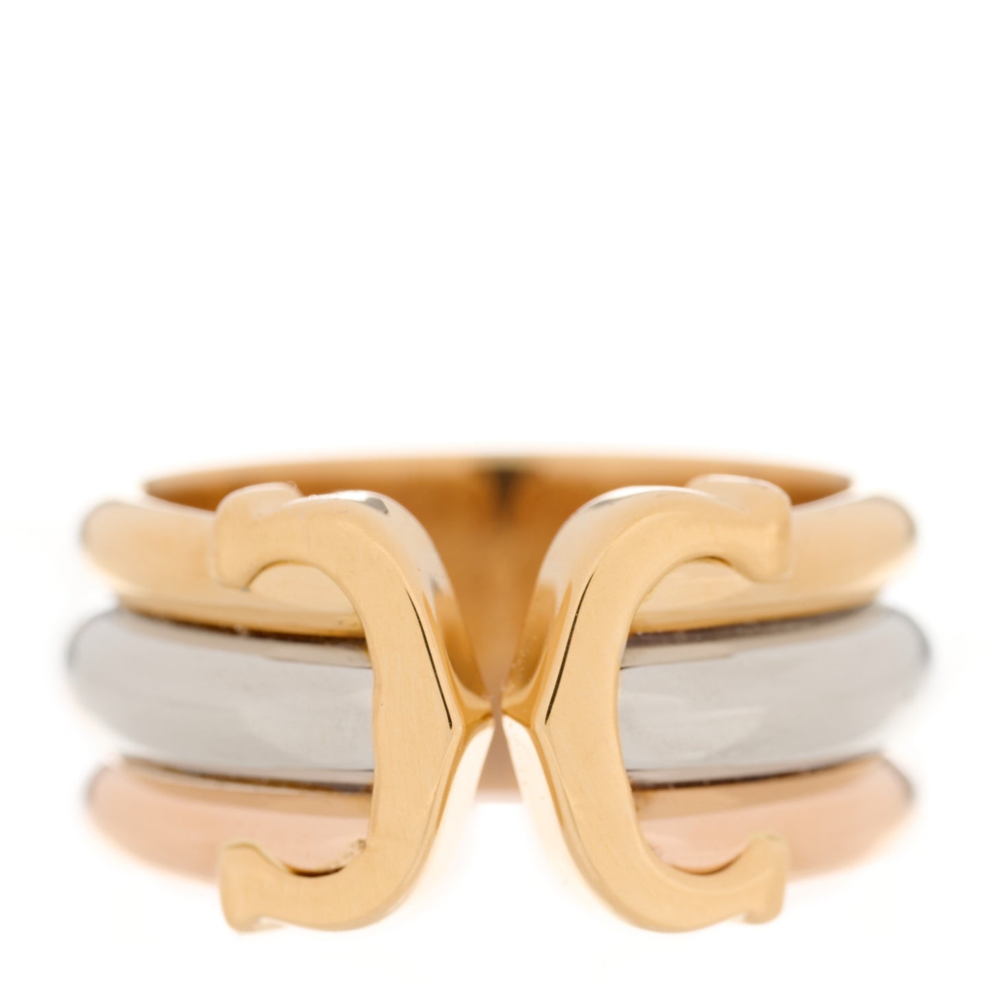 18K Pink Yellow White Gold C De Cartier Ring 48 4.5
