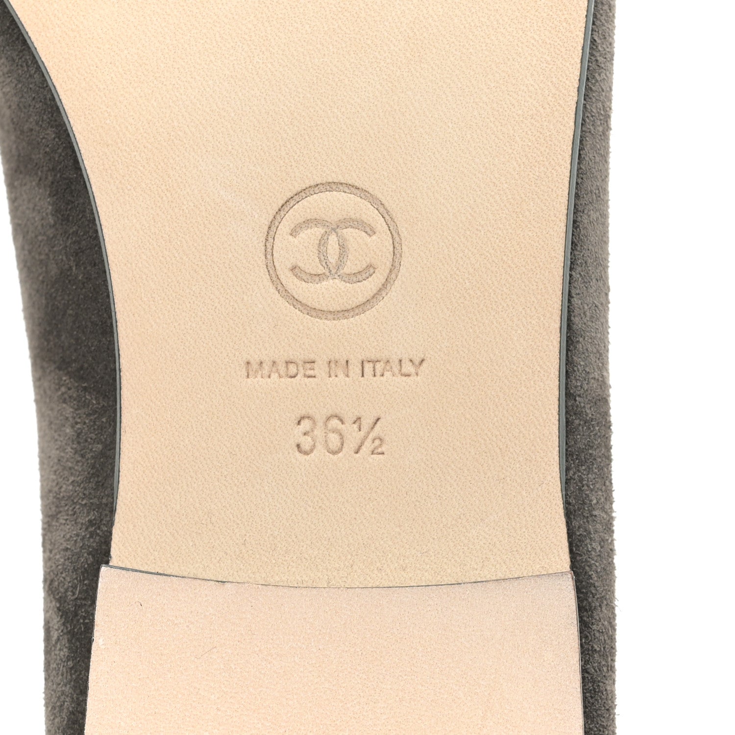Chanel Suede Cap Toe CC Ballerina Flats 36.5 Grey Green 7 of 9
