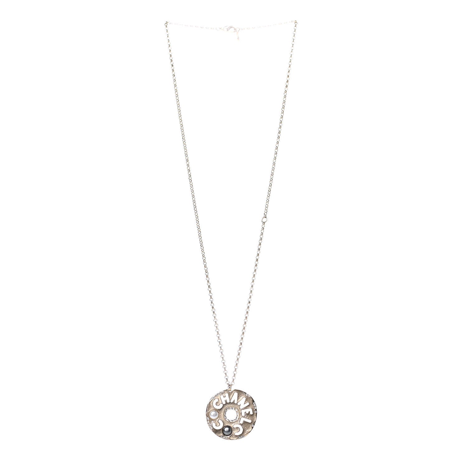 Chanel Crystal Pearl Papyrus Necklace Gold 3 of 5