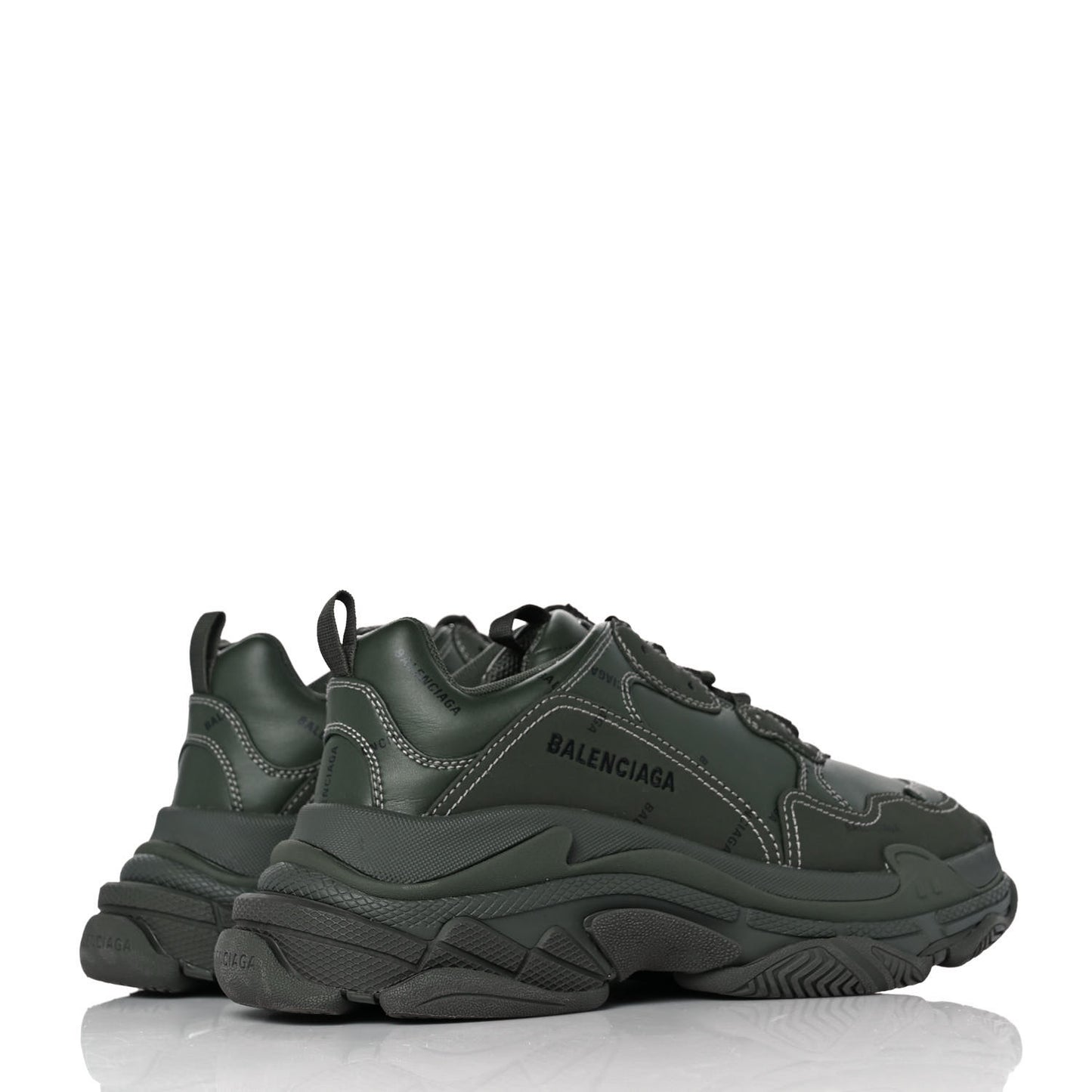 Technical Fabric Mesh Allover Logo Womens Triple S Sneakers 41 Kaki Black
