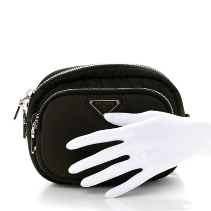 Prada Tessuto Nylon Pocket Wristlet Pouch Mimetico Black 2 of 6