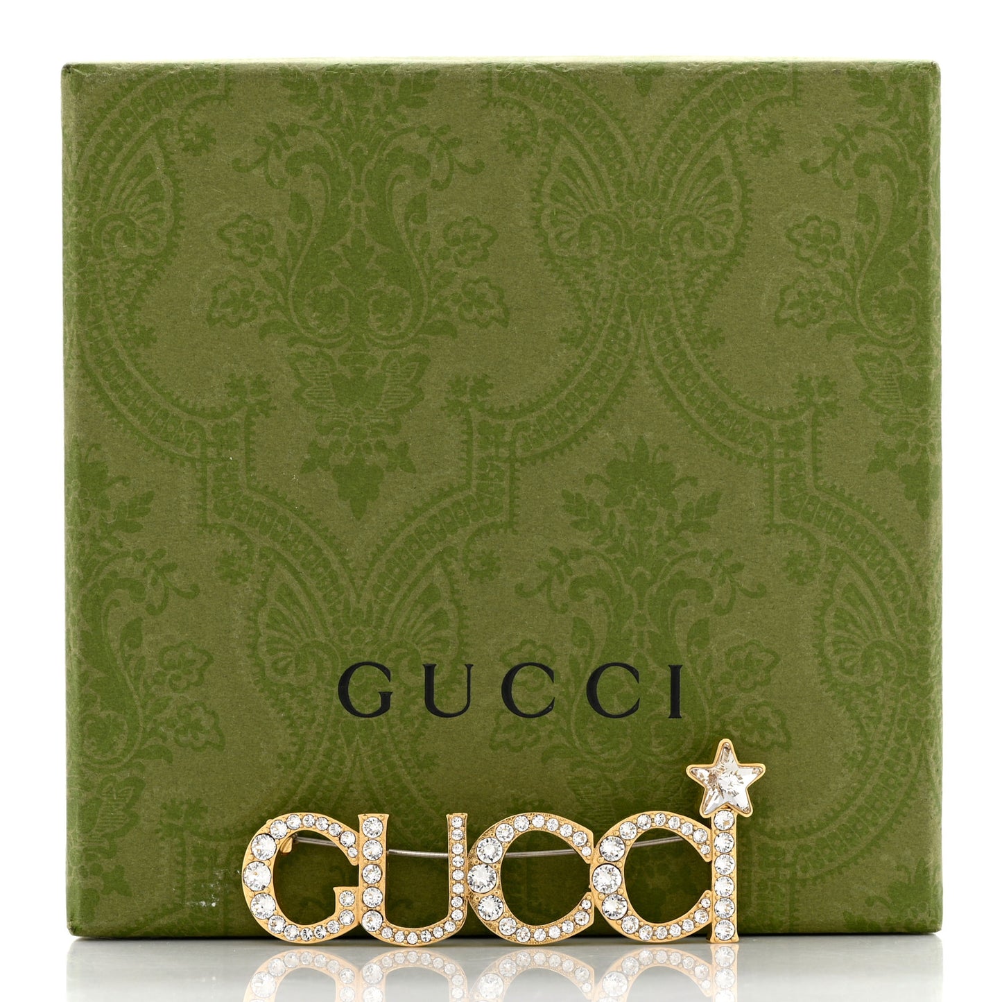 Metal Crystal Gucci Brooch Gold