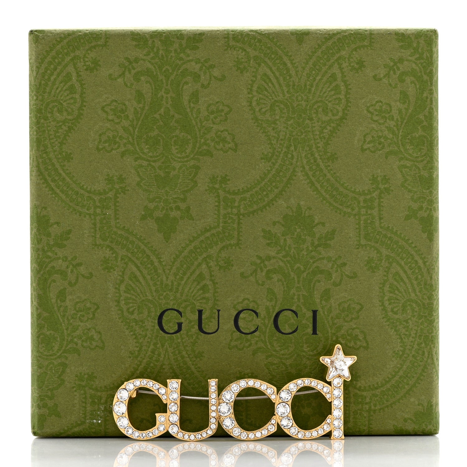 Gucci Metal Crystal Gucci Brooch Gold 6 of 6