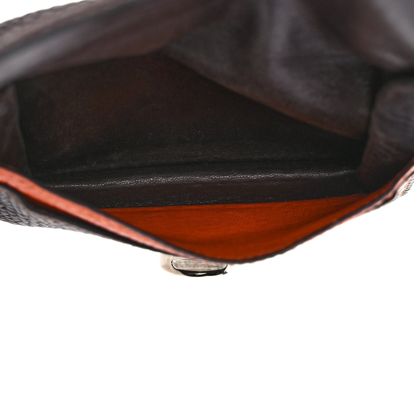 Togo Dogon Card Case Black Orange