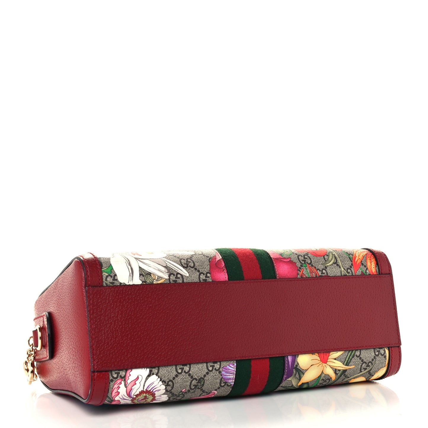 GG Supreme Monogram Flora Web Medium Ophidia Boston Red