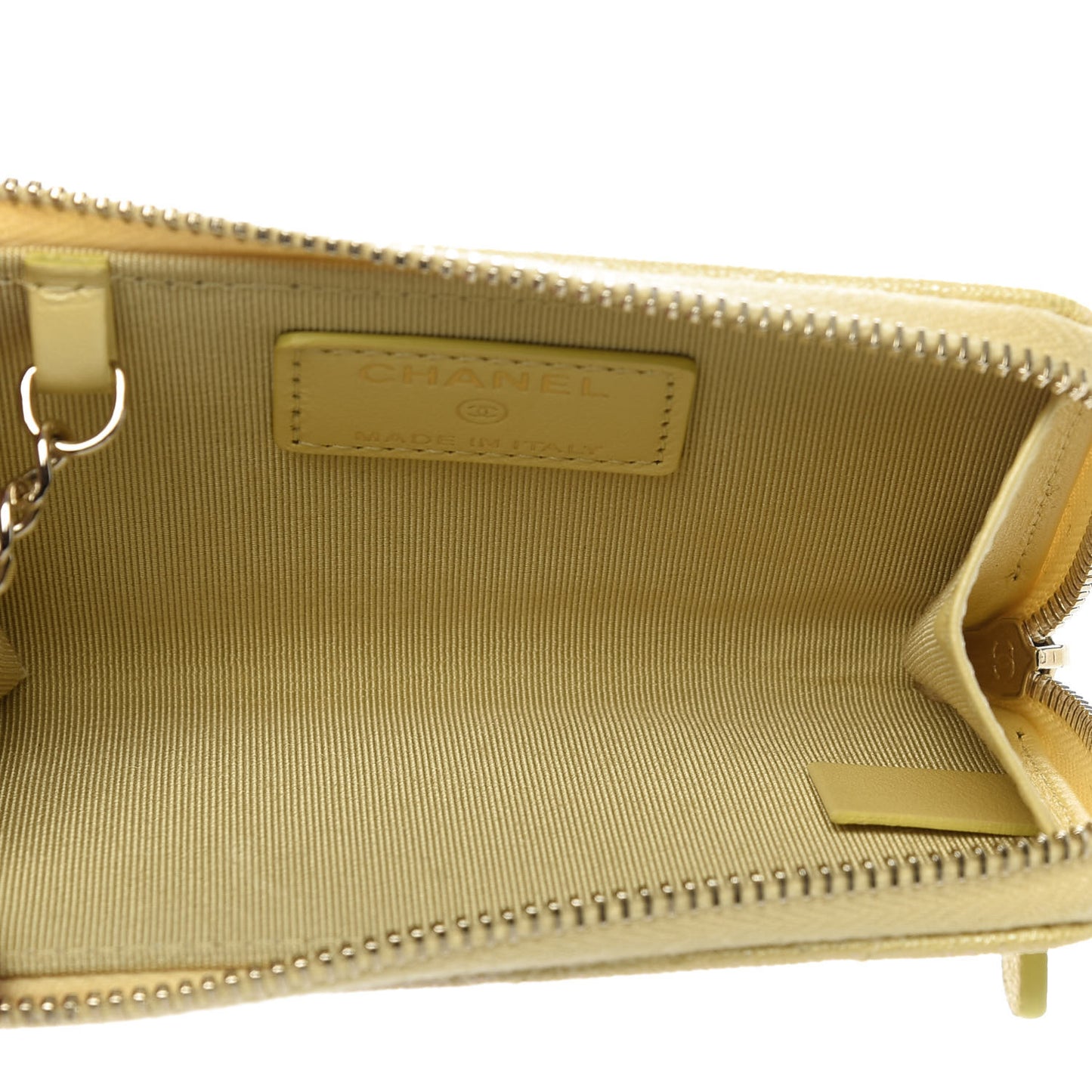 Iridescent Caviar Quilted Key Holder Case Yellow