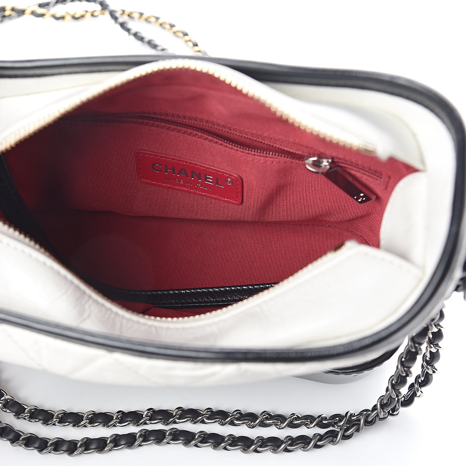 Chanel Aged Calfskin Quilted Small Gabrielle Hobo Black White 5 of 10