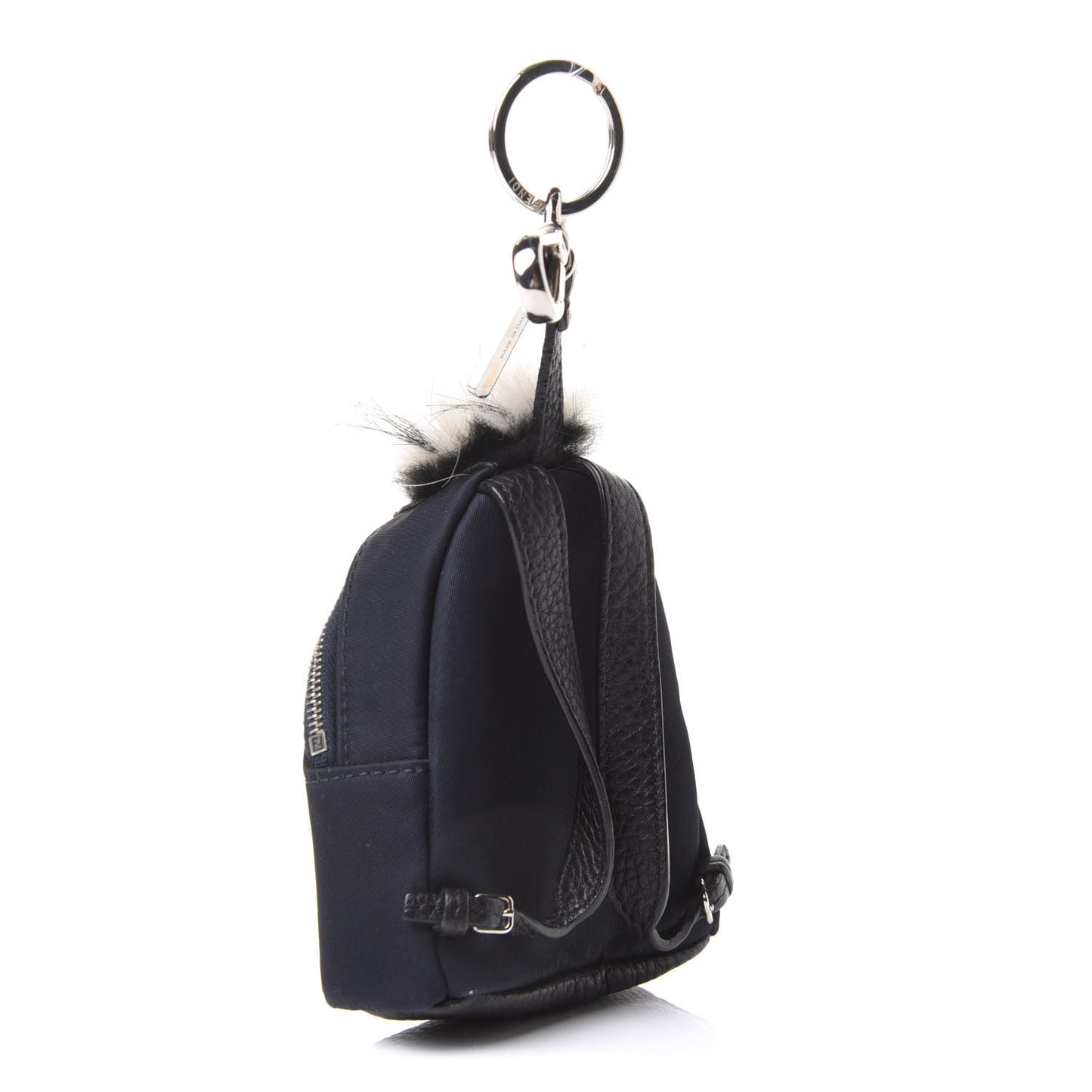 Nylon Cuoio Romano Nutria Fox Fur Monster Eyes Mini Backpack Charm Blue Black Multicolor