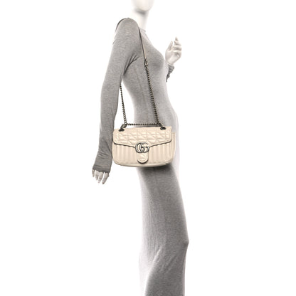 Gucci Calfskin Matelasse Aria Small GG Marmont Shoulder Bag Mystic White 2 of 10