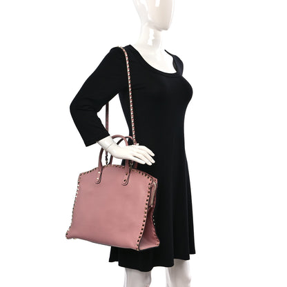 Valentino Garavani Vitello Rockstud Dome Shopper Pop Gardenia 2 of 9