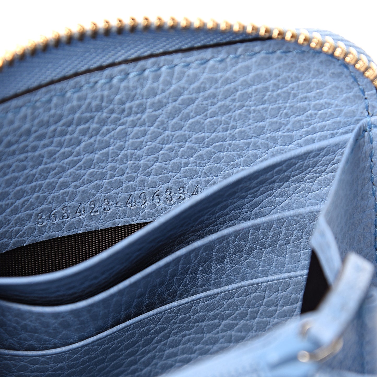 Monogram Dollar Calfskin Zip Around Wallet Beige Ebony Mineral Blue