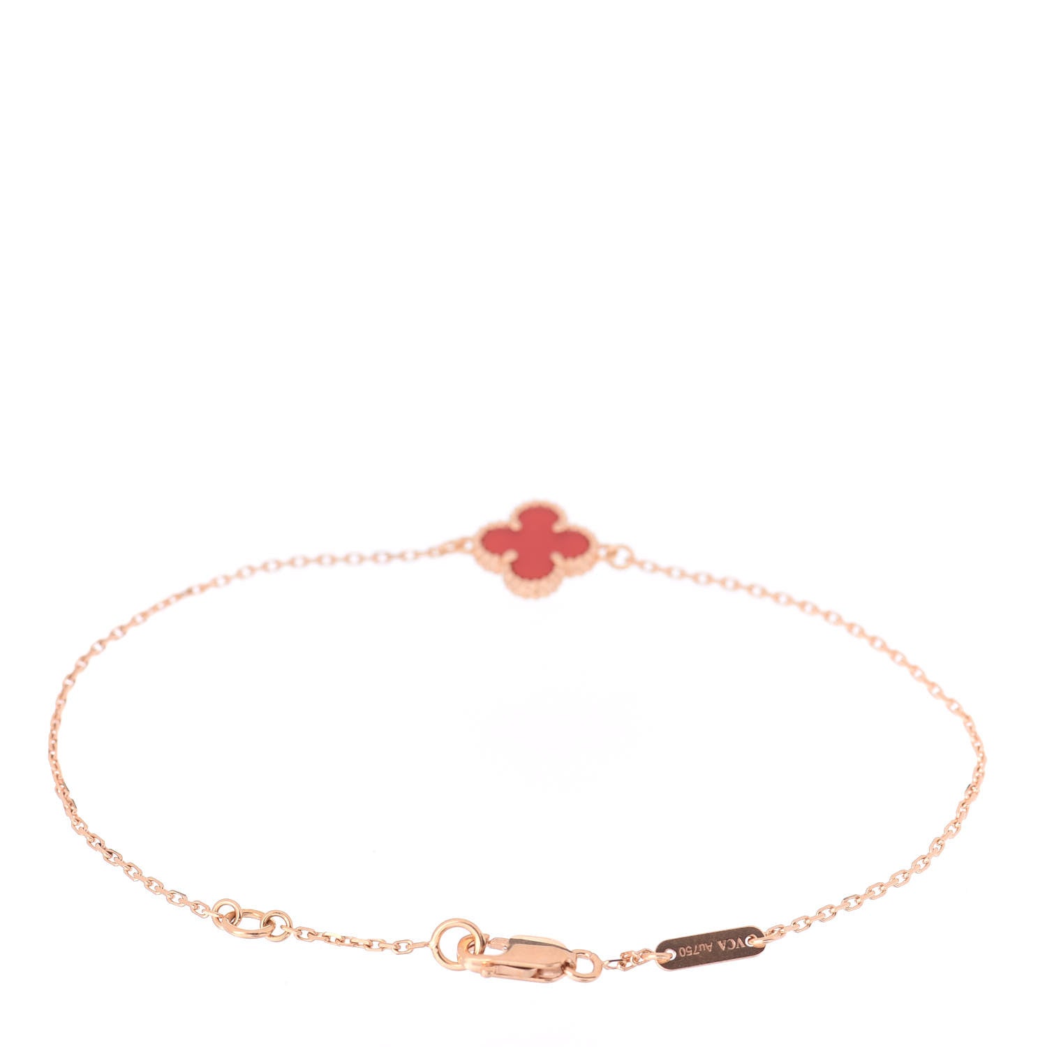 Van Cleef & Arpels 18K Rose Gold Carnelian Sweet Alhambra Bracelet 3 of 4