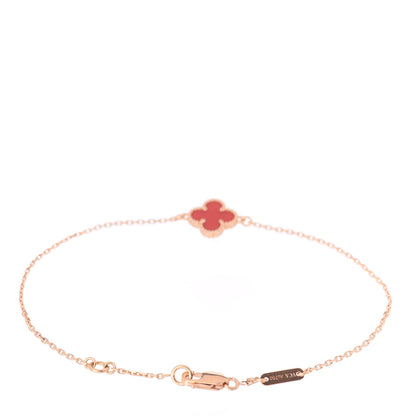 Van Cleef & Arpels 18K Rose Gold Carnelian Sweet Alhambra Bracelet 3 of 4