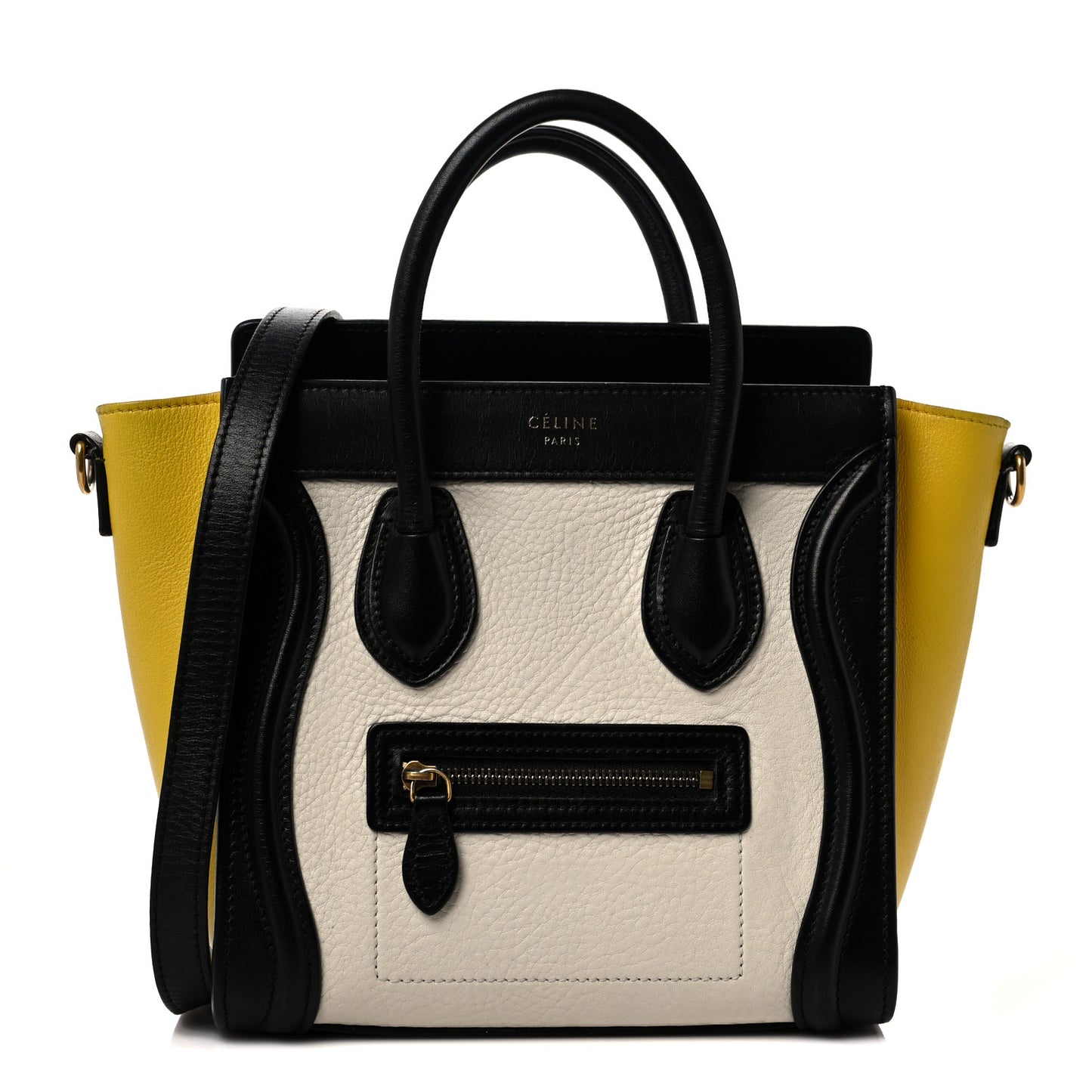 Elephant Calfskin Nano Tri-Color Luggage White Yellow Black