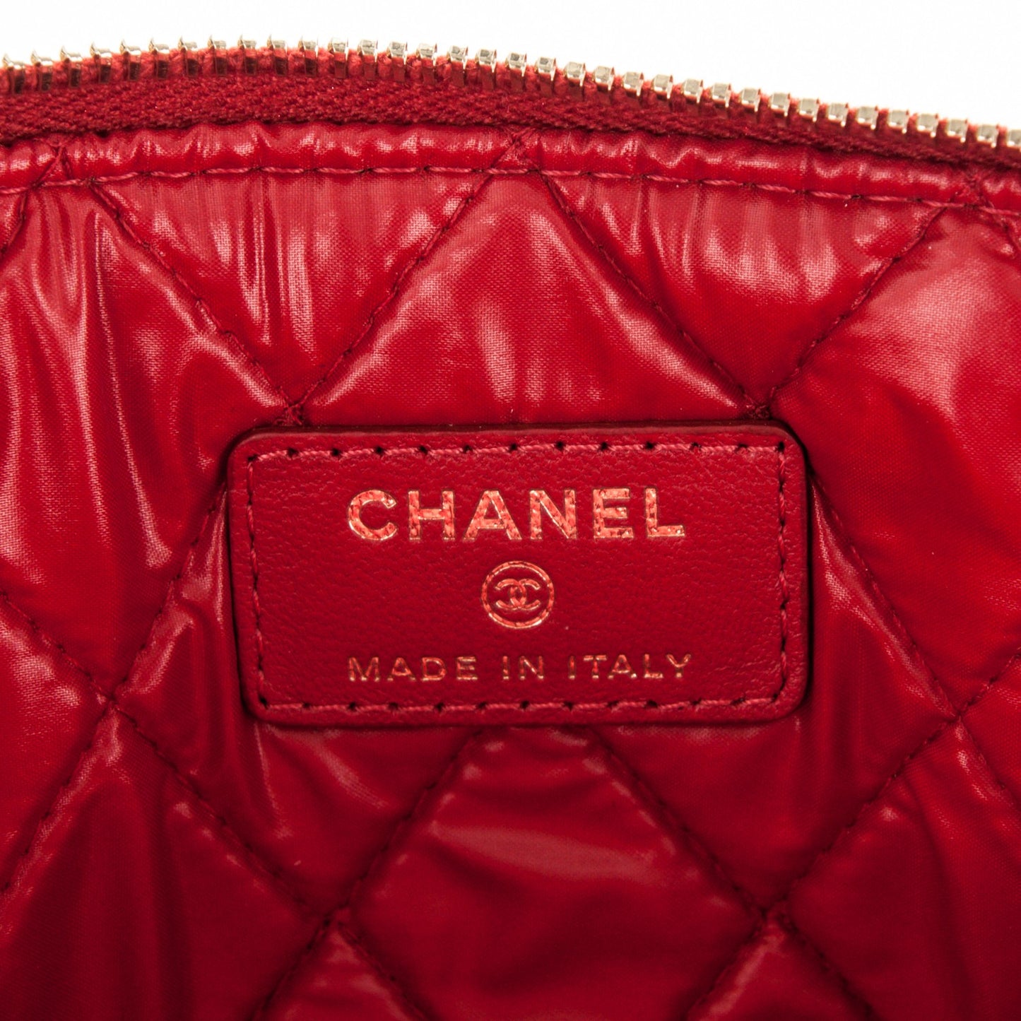 Lambskin Quilted Medium Casino Beauty CC Cosmetic Case Red
