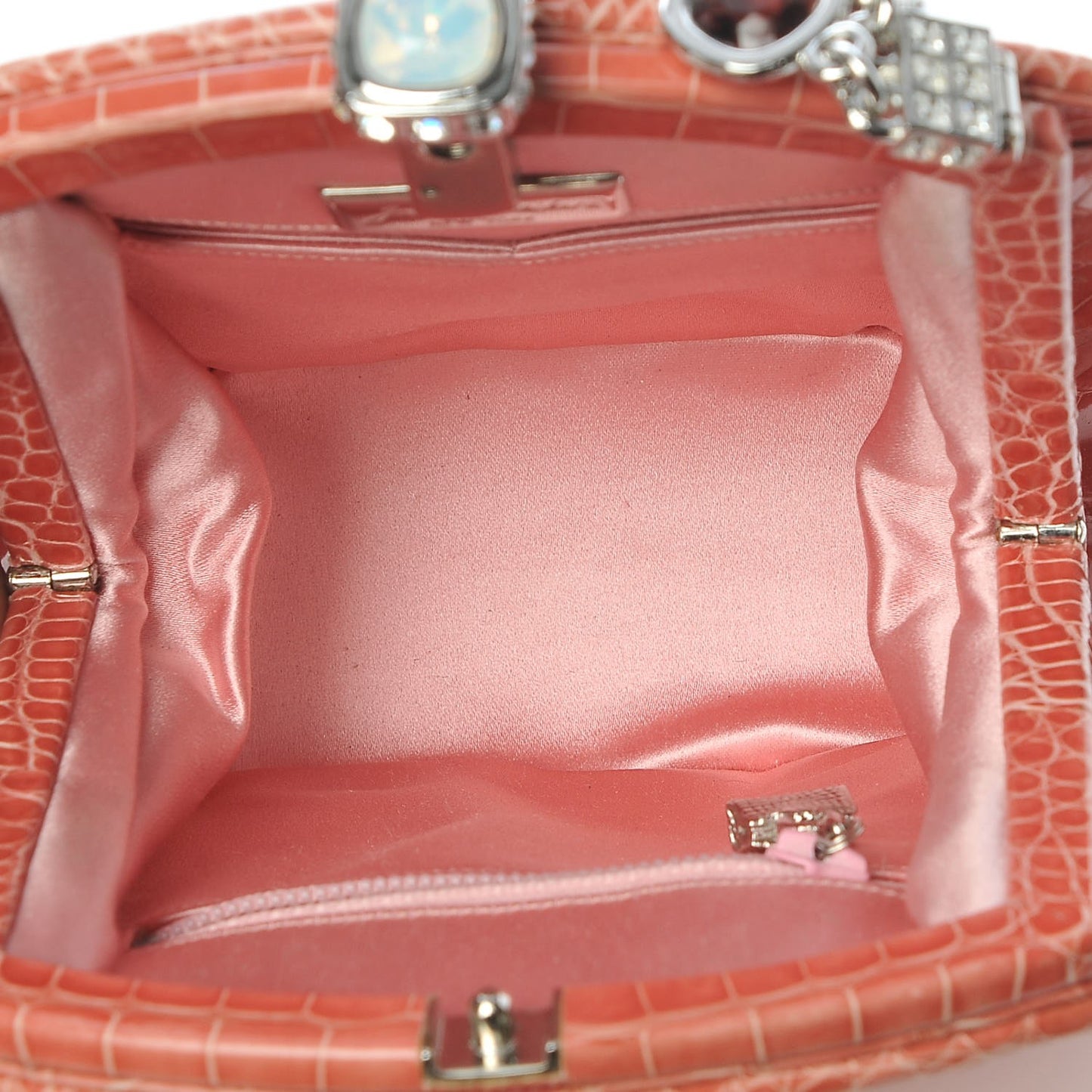 Crocodile Crystal Evening Bag Coral