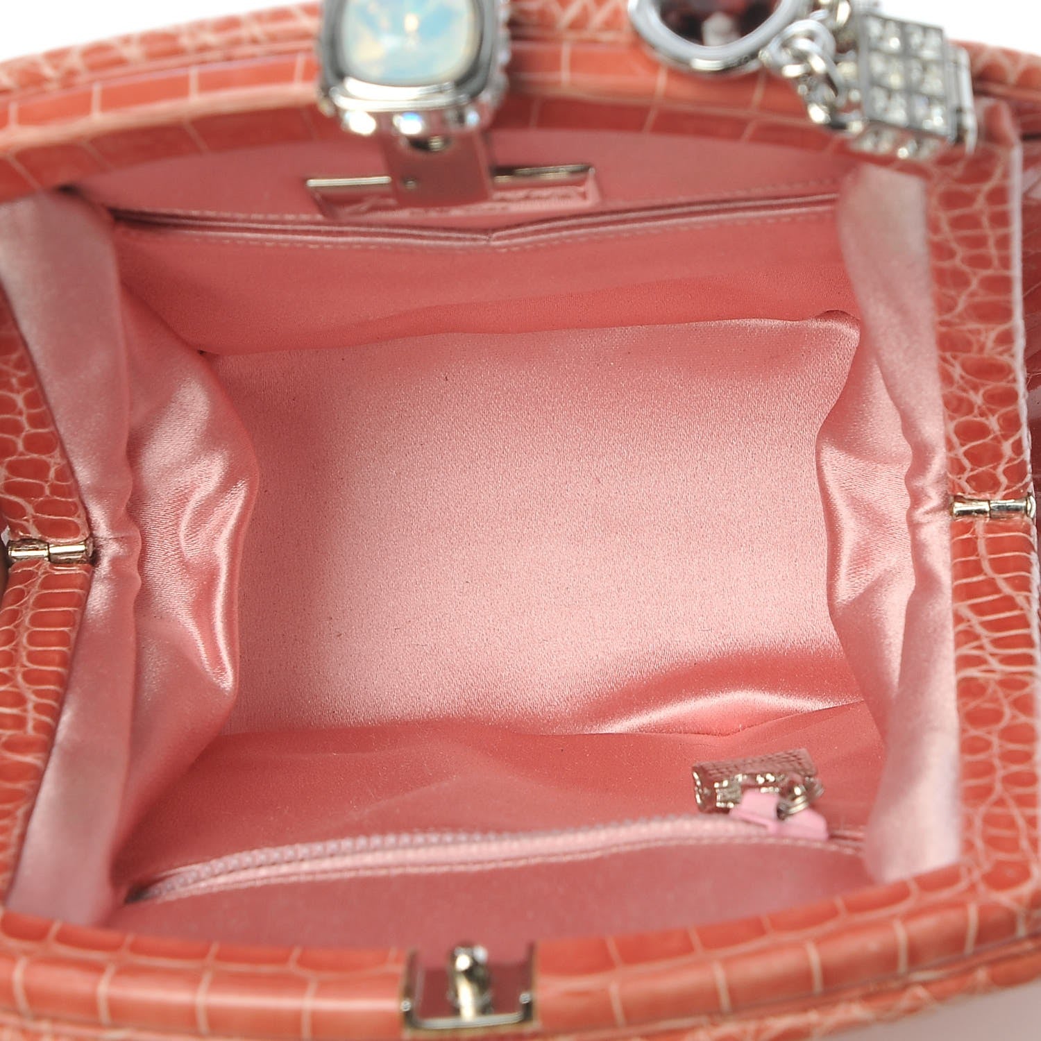 Judith Leiber Crocodile Crystal Evening Bag Coral 5 of 6