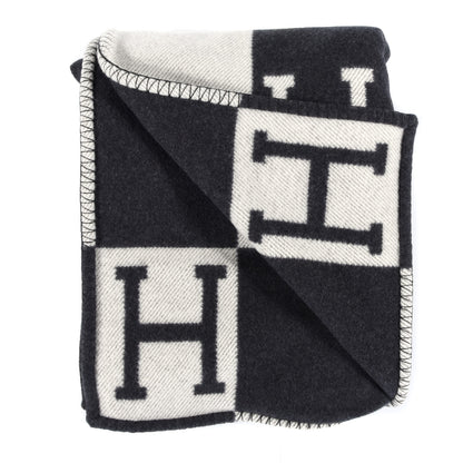 Hermes Wool Cashmere Avalon Blanket Ecru Gris Fonce 2 of 3