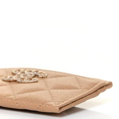 Chanel Caviar Quilted Crystal Card Holder Beige 10 of 11