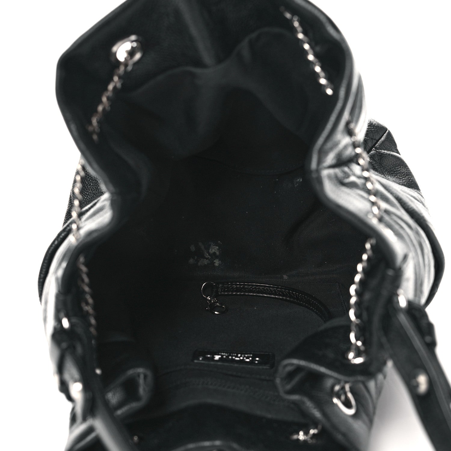 Chanel Caviar Flat Quilted CC Chain Bucket Drawstring Bag Black 5 of 11