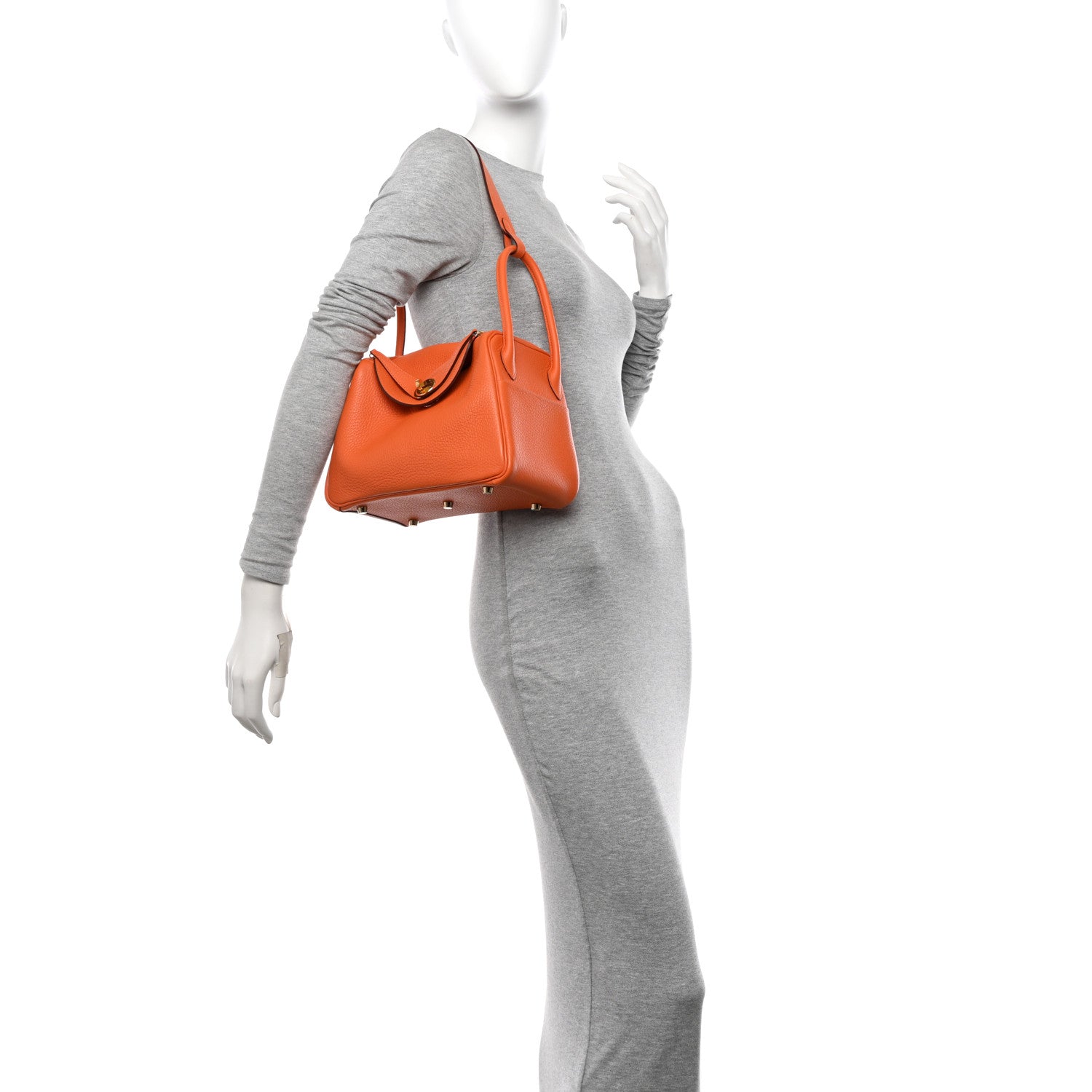 Hermes Taurillon Clemence Lindy 26 Orange 2 of 13