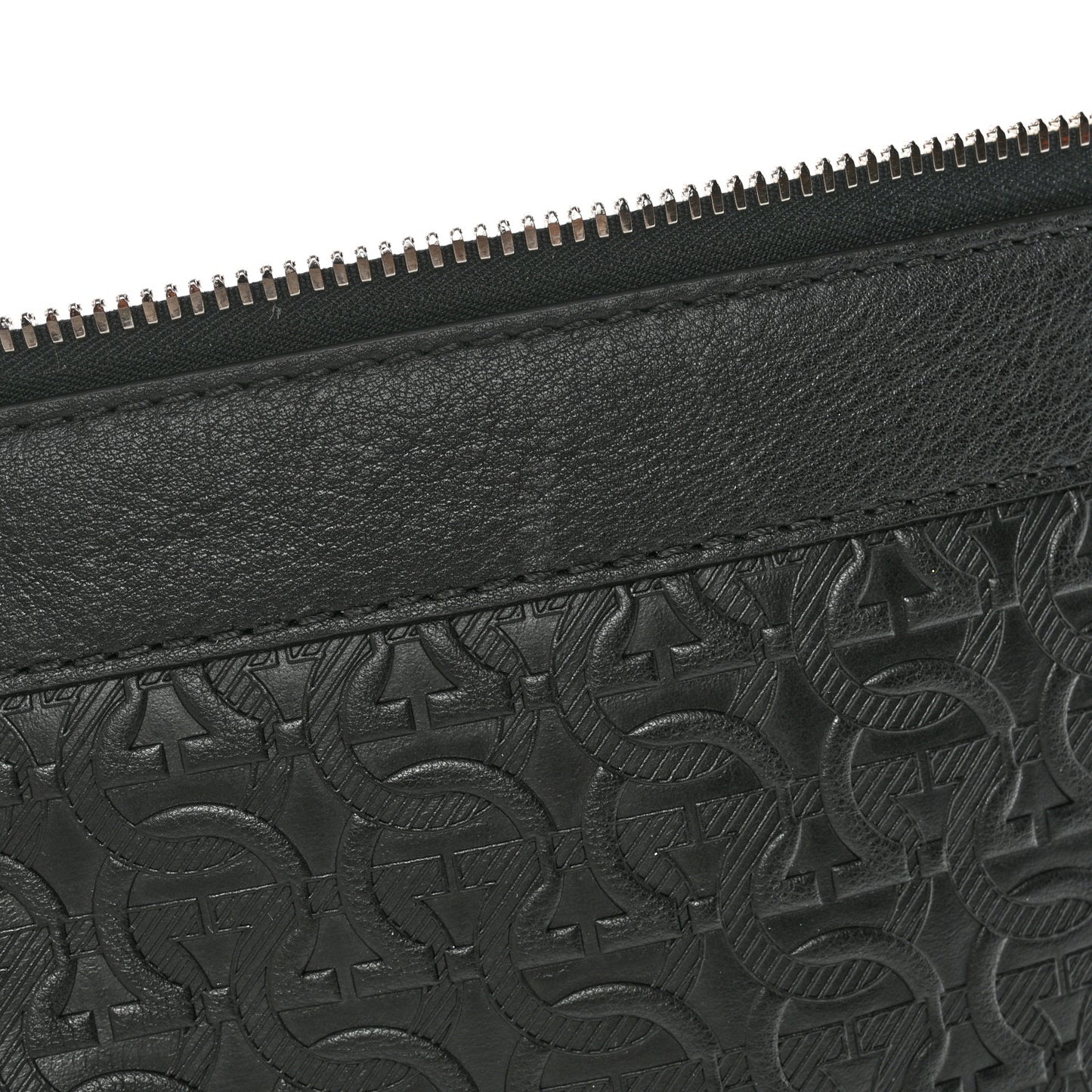 Calfskin Gancini Embossed Document Holder Black