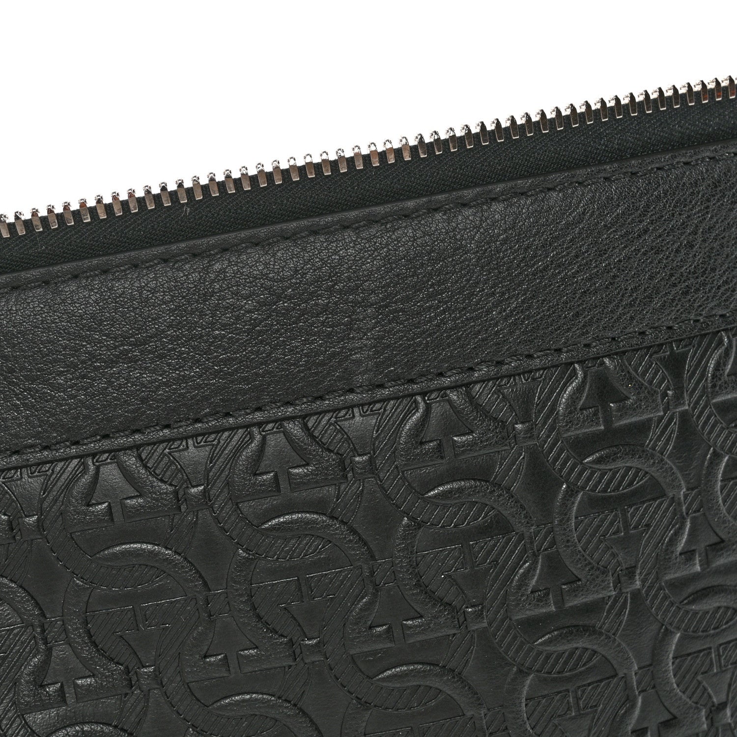 Salvatore Ferragamo Calfskin Gancini Embossed Document Holder Black 9 of 10