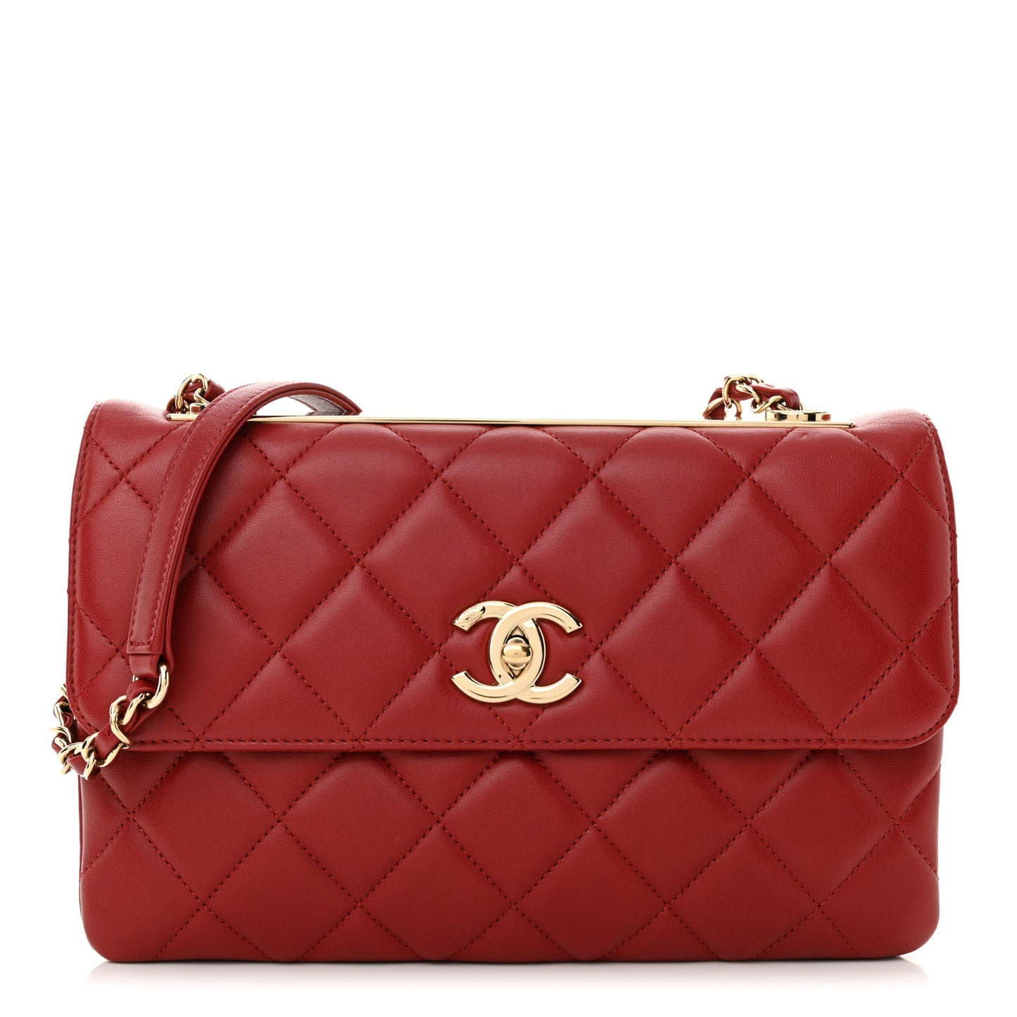 Lambskin Quilted Medium Trendy CC Flap Red