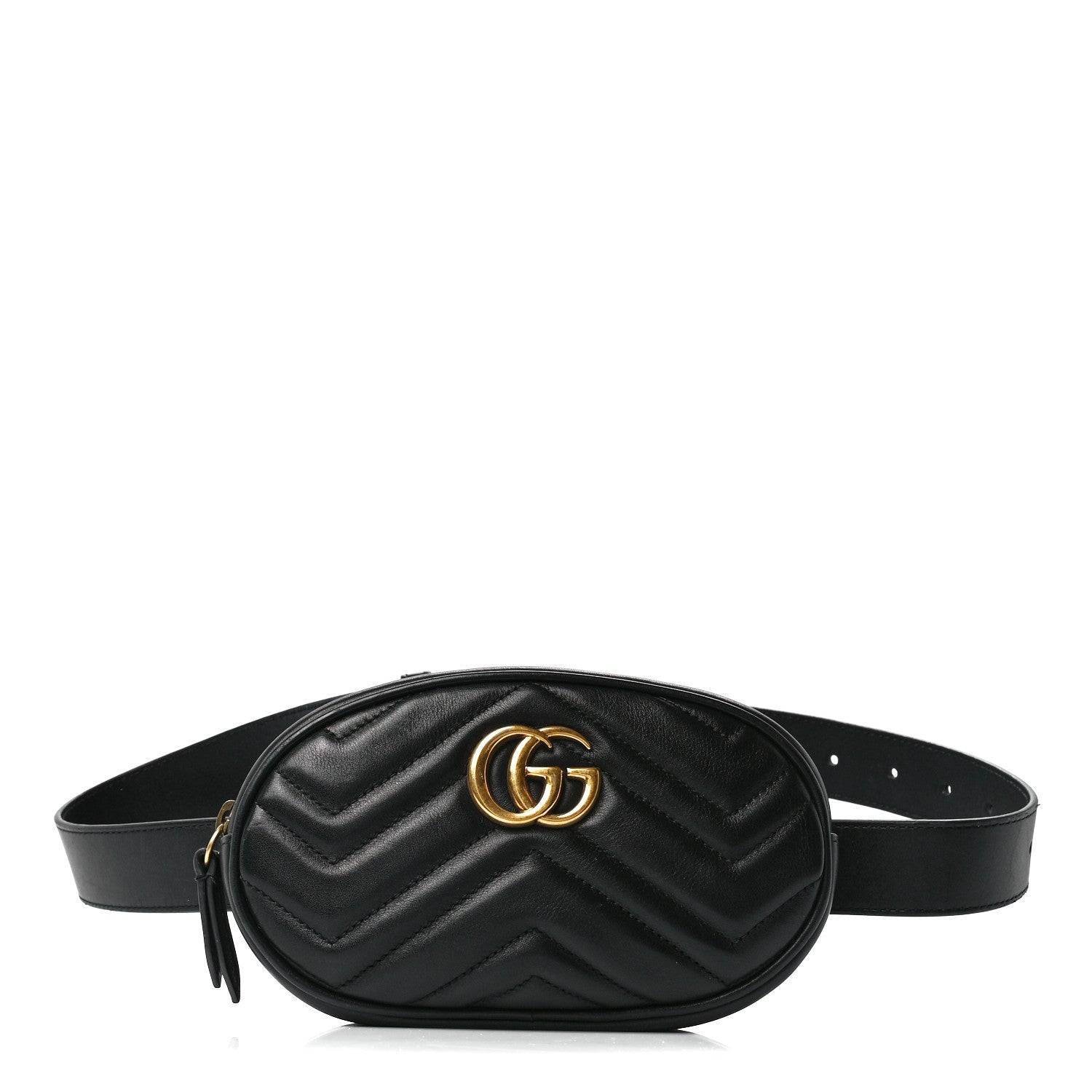 Gucci Calfskin Matelasse GG Marmont Belt Bag 75 30 Black 1 of 13