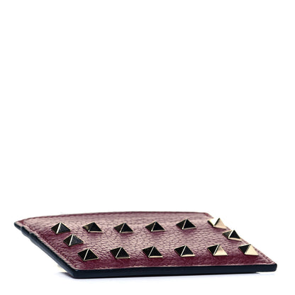 Valentino Garavani Pebbled Calfskin Rockstud Card Holder Cerise 4 of 5