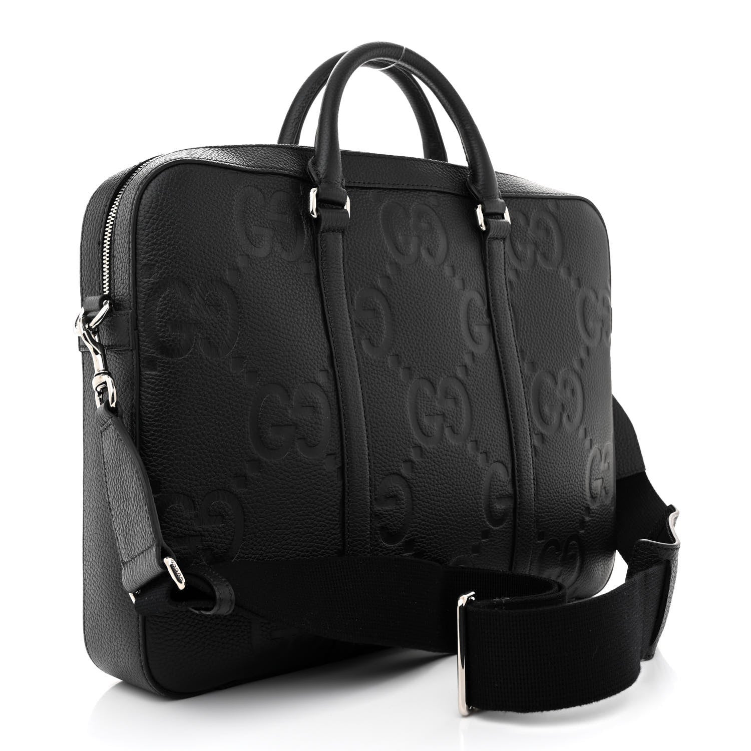 Gucci Piuma Calfskin Jumbo GG Embossed Briefcase Black 3 of 13