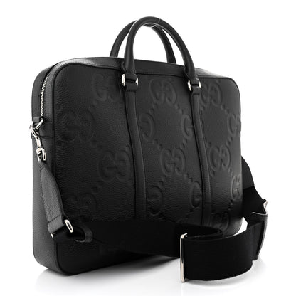 Gucci Piuma Calfskin Jumbo GG Embossed Briefcase Black 3 of 13