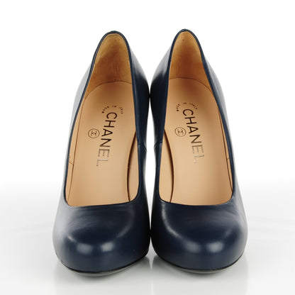 Chanel Lambskin Pumps 36.5 Navy 2 of 10