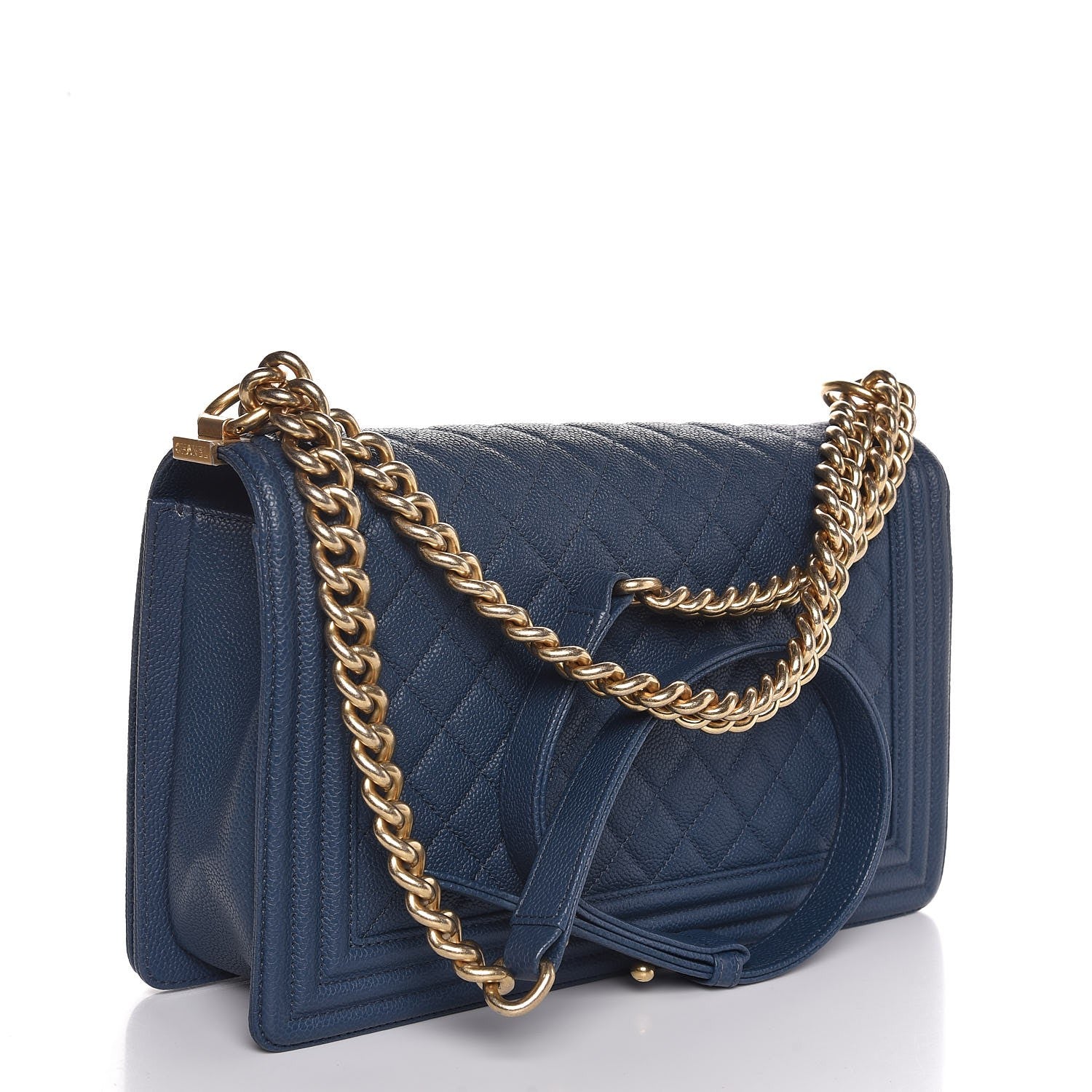 Chanel Caviar Quilted New Medium Boy Flap Blue 4 of 8
