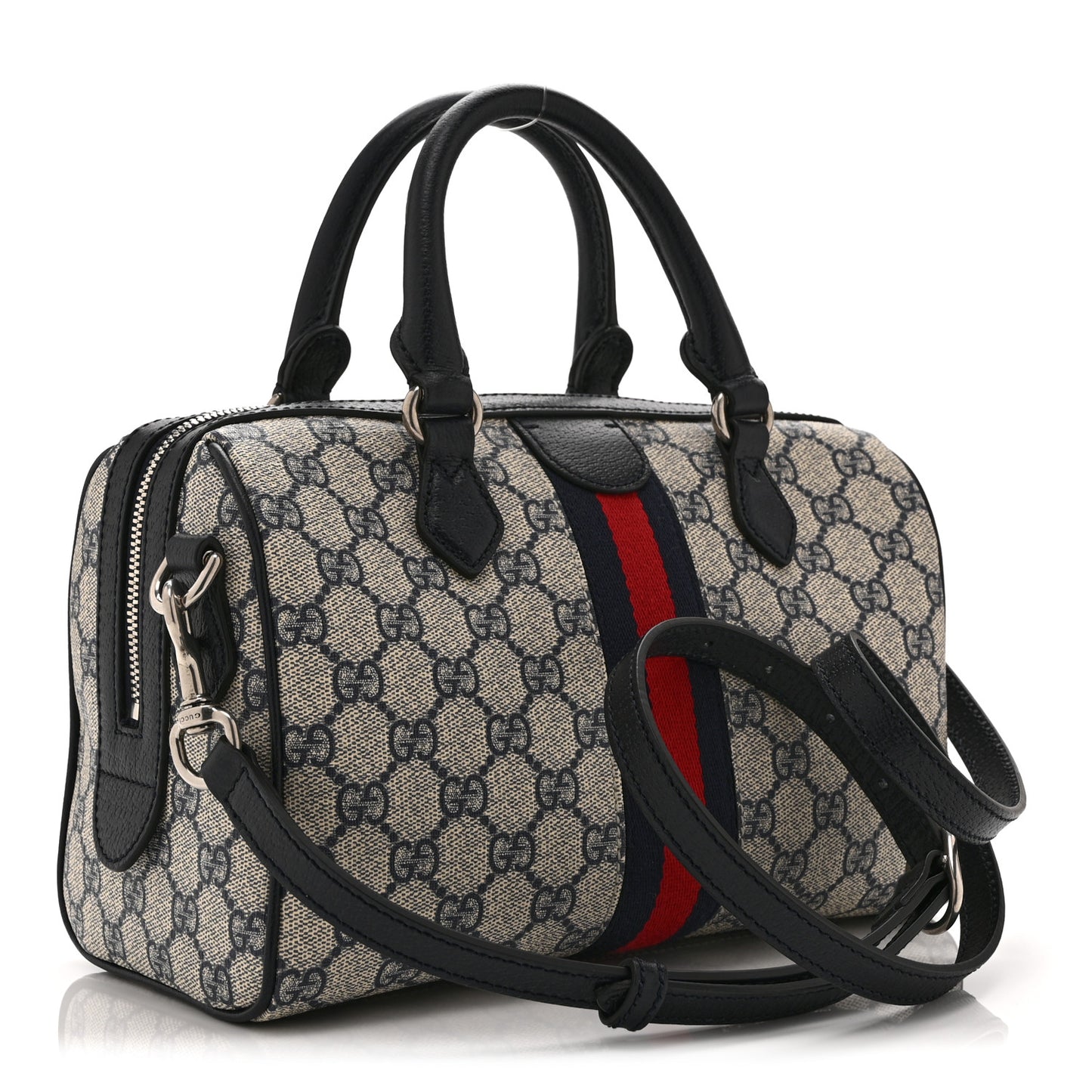 GG Supreme Monogram Web Small Ophidia Top Handle Bag Beige Blue