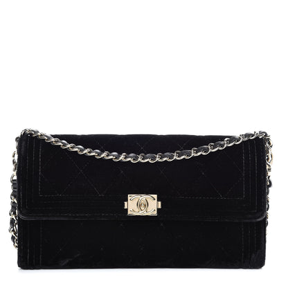 Chanel Velvet Boy Wallet On Removable Chain Black 1 of 14