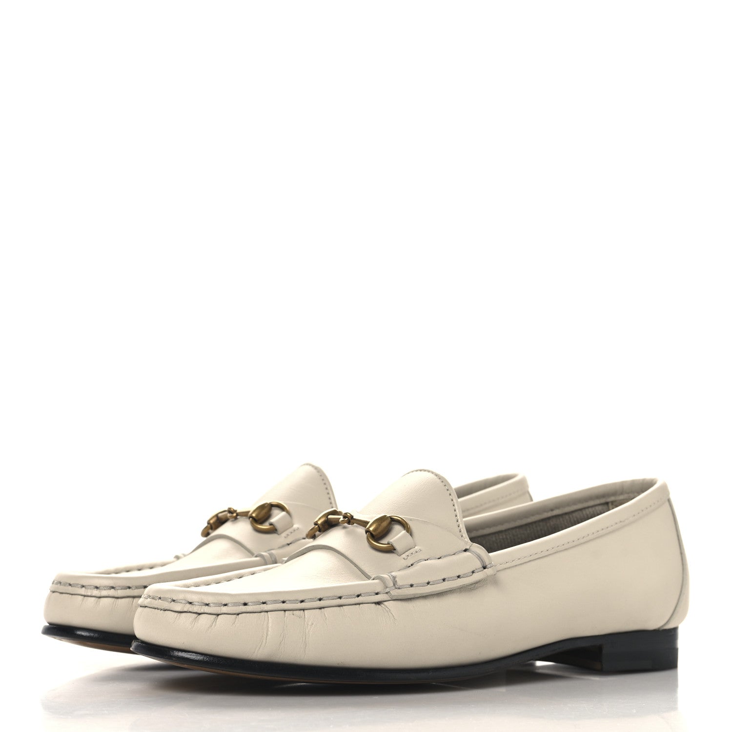 Gucci Betis Glamour Calfskin Womens 1953 Horsebit Loafers 36 Mystic White 4 of 8