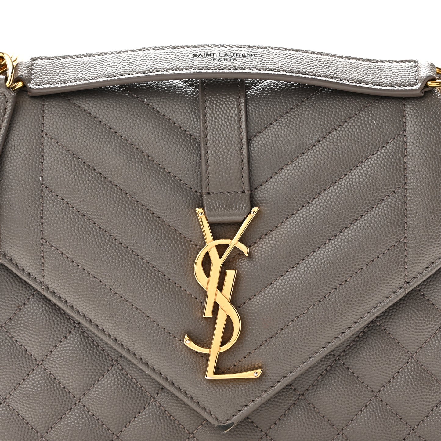Grain De Poudre Textured Mixed Matelasse Triquilt Medium Monogram Satchel Greyish Brown