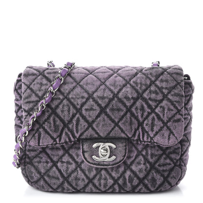 Chanel Washed Denim Quilted Small Denimpression Flap Violet Purple Black 1 of 10