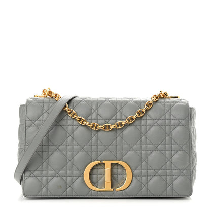 Christian Dior Lambskin Cannage Large Caro Bag Grey 1 of 17