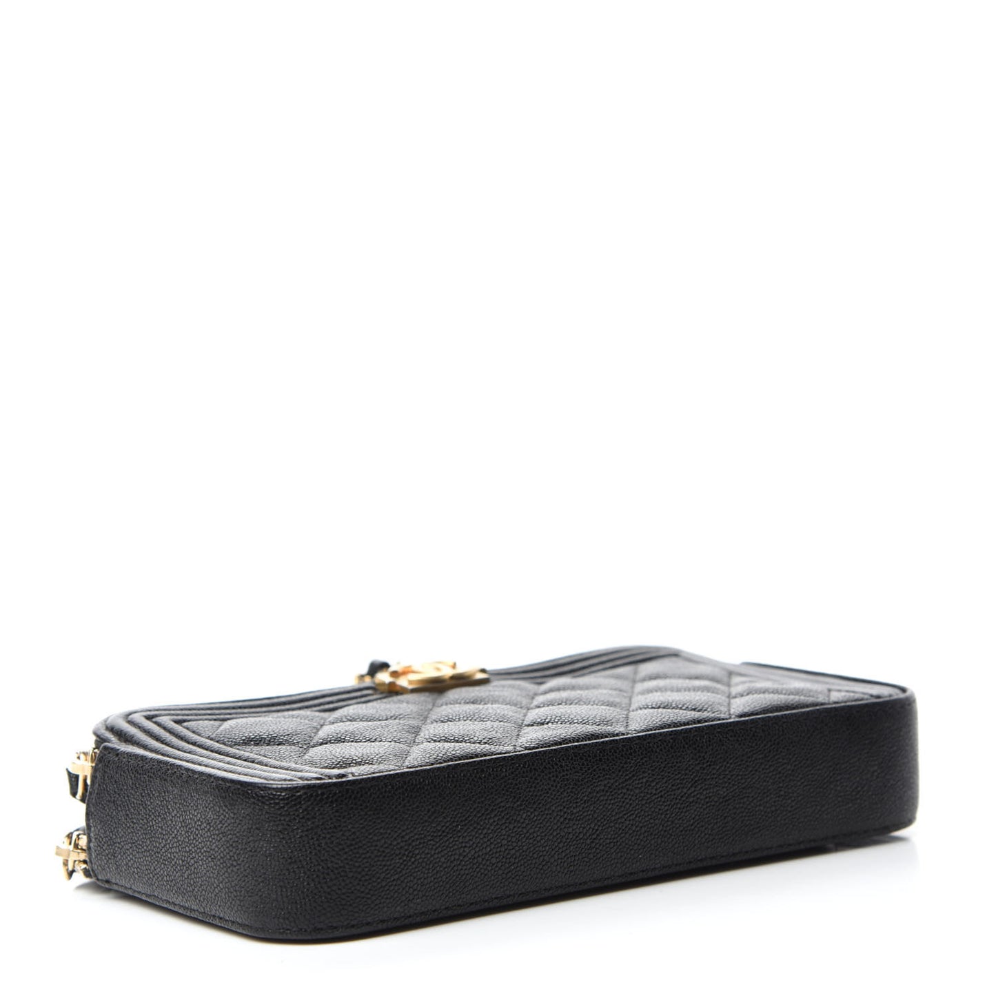 Caviar Quilted Small Boy Clutch With Chain Black