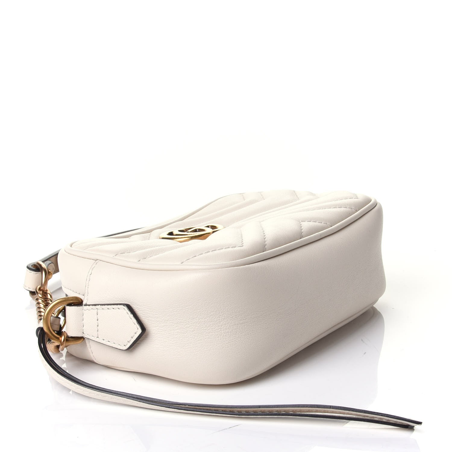 Gucci Calfskin Matelasse Mini GG Marmont Chain Shoulder Bag White 3 of 9