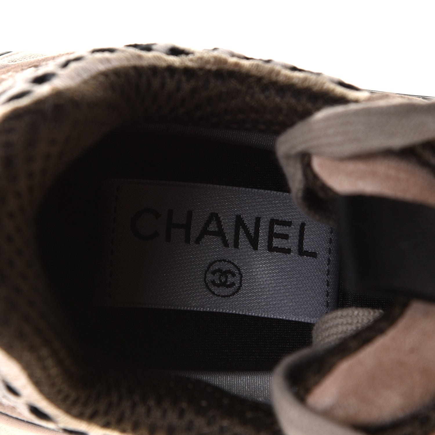 Chanel Suede Calfskin Embroidered CC Sneakers 36.5 Beige Black 11 of 13
