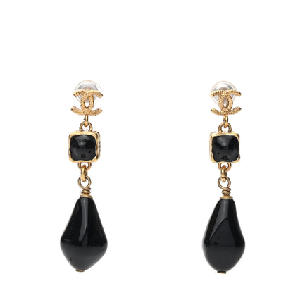 Chanel Bead CC Drop Earrings Black Gold 1 of 5