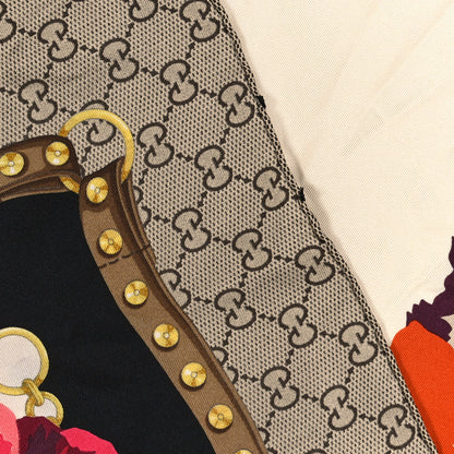 Gucci Silk Twill GG Monogram New Panshie Square Scarf Black Dark Purple 4 of 4