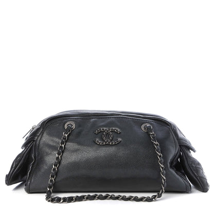 Chanel Glazed Caviar Quilted Mademoiselle Bowling Bag Black 1 of 12