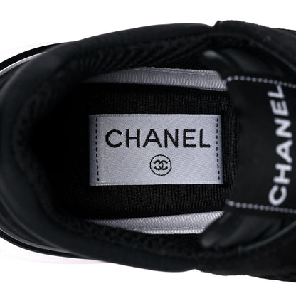 Chanel Calfskin Mesh Lycra Suede Womens Logo Sneakers 39.5 Black 6 of 9