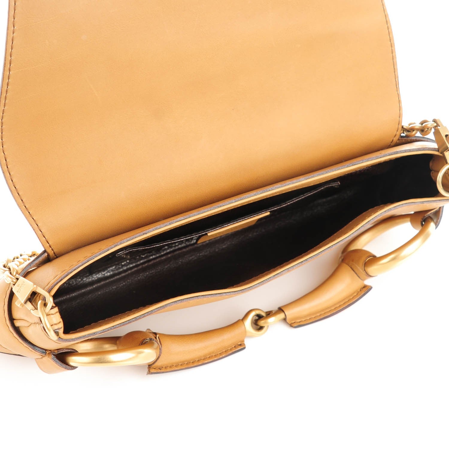 Gucci Calfskin Horsebit Chain Clutch Tan 6 of 8