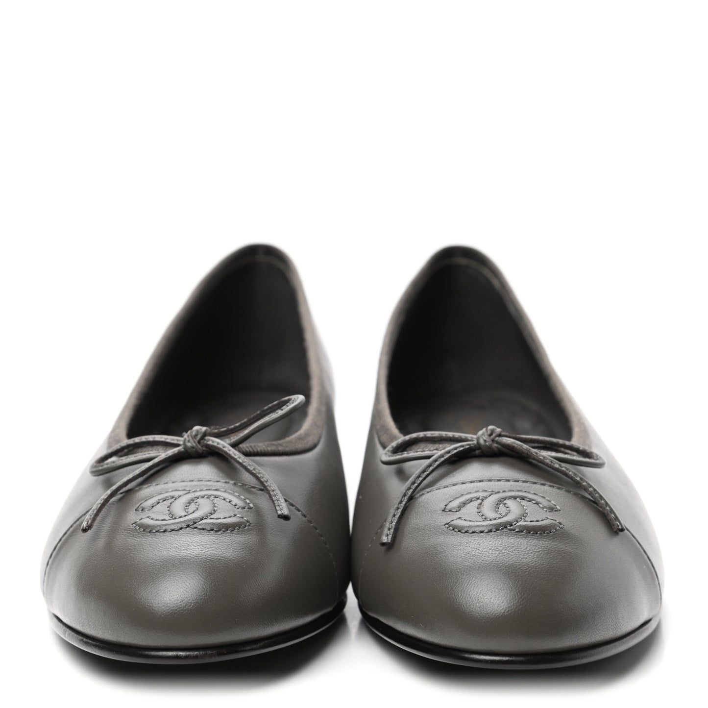 Lambskin Cap Toe CC Ballerina Flats 41 Dark Grey